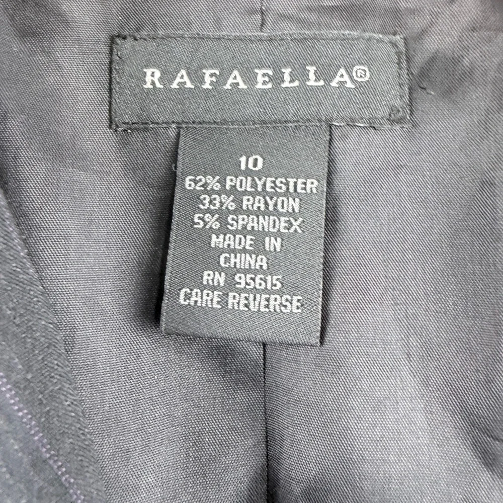 Rafaella Black Pinstripe Career Blazer Office Chic Single Button‎ Jacket Size 10